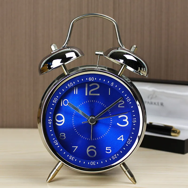 

KTL 4 Inch Ultra-Stille Classic Alarm Clock Retro Double Bell Desk Table Alarm Clock Blue/Black Color Drop Shipping