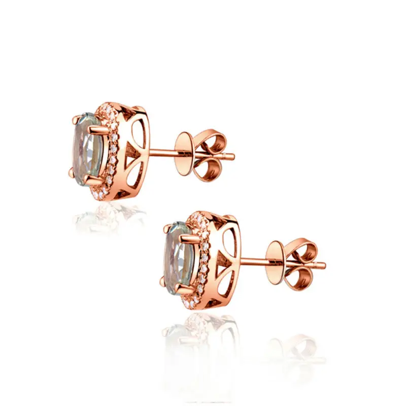 LOVERJEWELRY серьги гвоздики свадебные юбилейные Овальные 6x8 мм 14Kt розовое золото