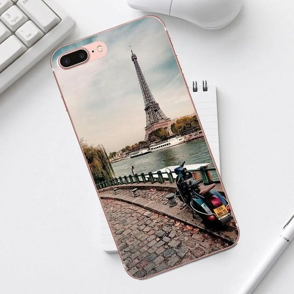 Мягкие ТПУ чехлы кожа Париж Франция Эйфелева башня для iPhone 4 4S 5 5C SE 6 6S 7 8 Plus X XS Max XR