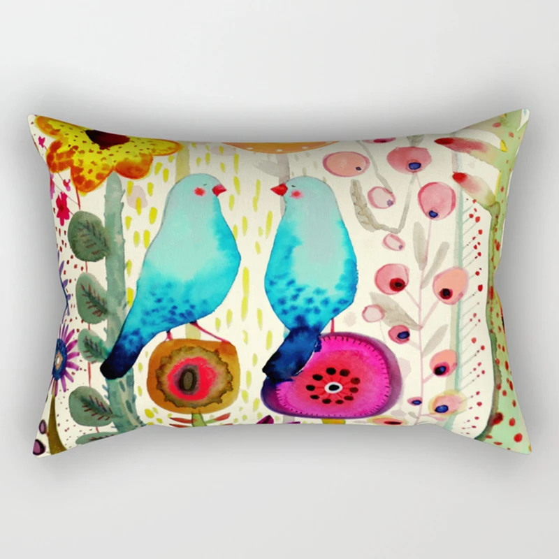 

Hot sale color birds pattern pillow case rectangle bedroom pillow cases boys girls men women travel pillow cover 50*30cm