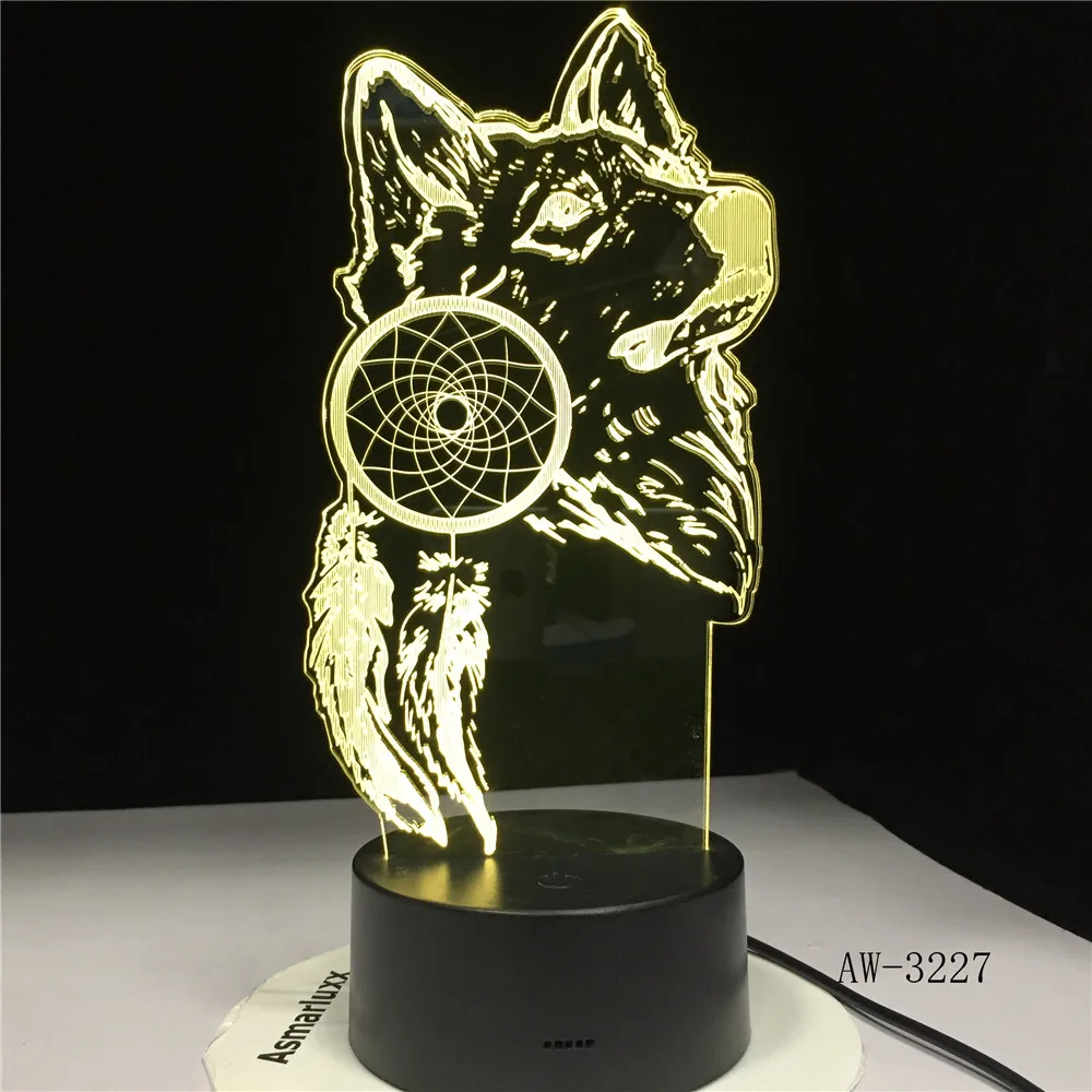 Животный принт волк Декор 3D светодиодный Звездная ночь красочные Волк Дизайн