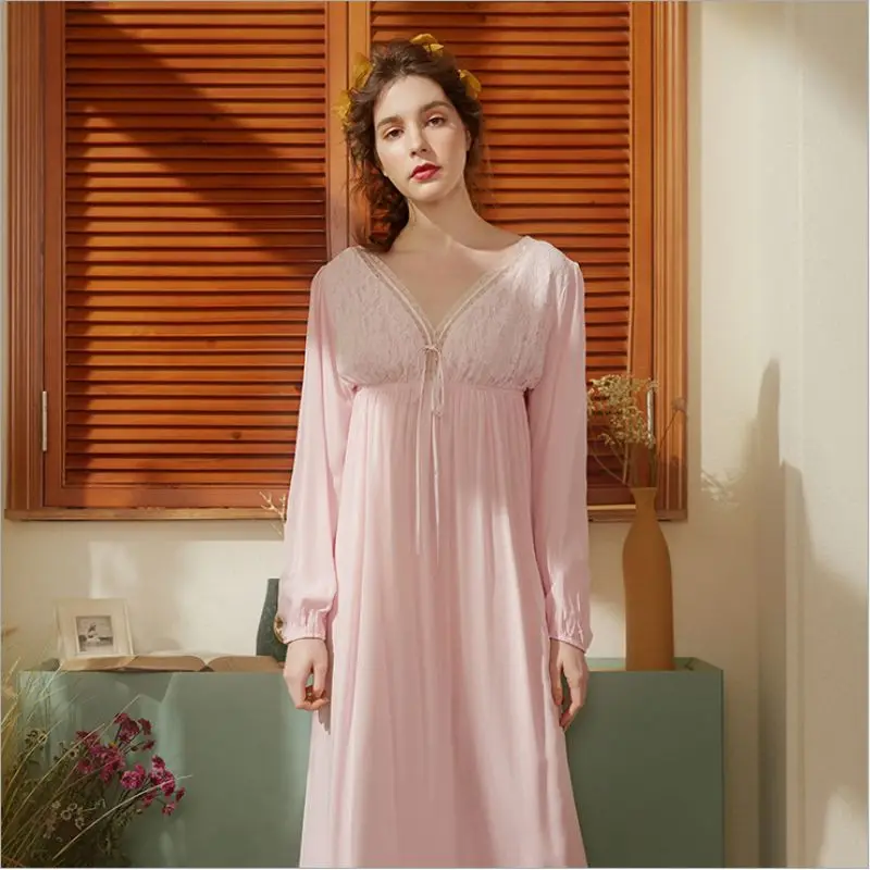 Весна лето 2020 женская ночная рубашка милое белое кружевное длинное платье