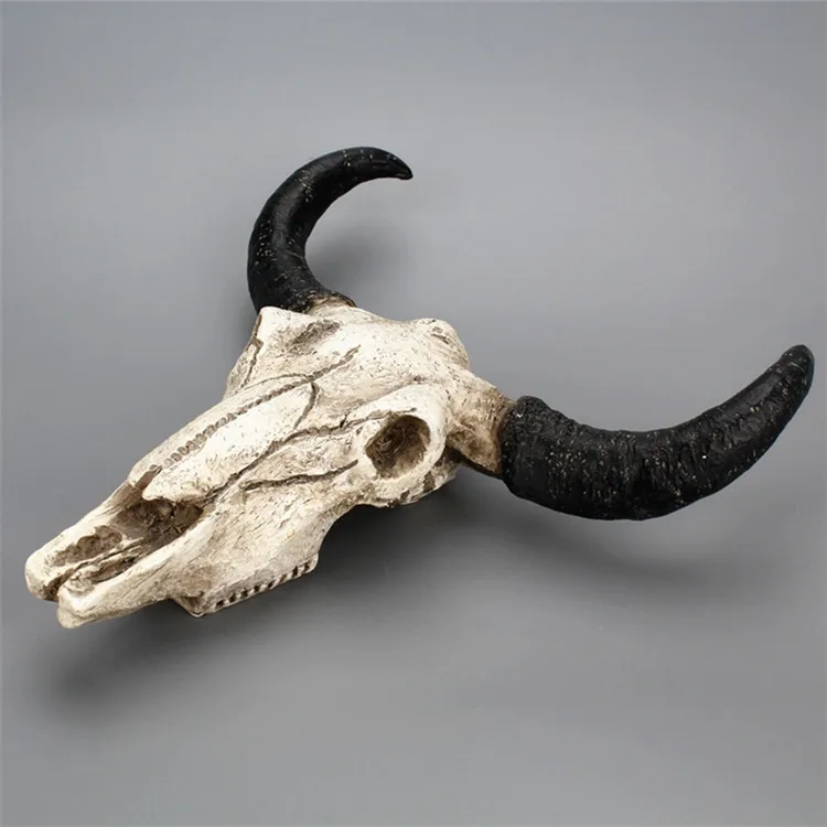 Longhorn голова коровы Череп настенный Декор 3D животных дикой природы скульптура домашние фигурки ремесла украшения Хэллоуин смолы Бык Рог