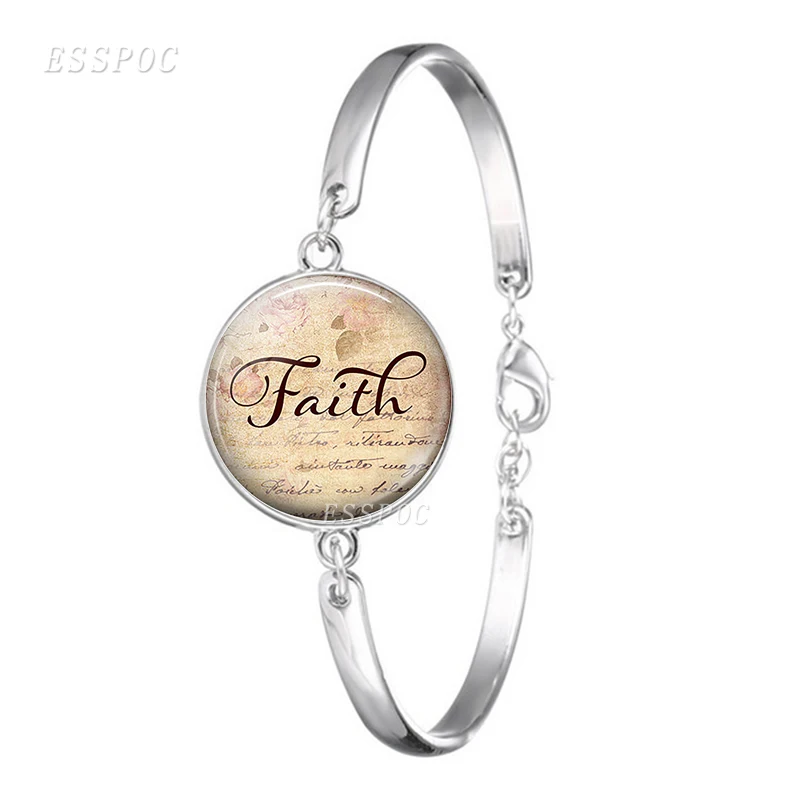 Браслет Faith Hope Hakuna Matata вдохновляющая Цитата бижутерия со стеклянными кабошонами буддизм художественный браслет женские браслеты модный подарок