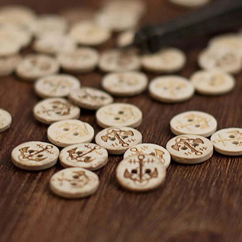 

12mm anchor coconut shell buckle wooden buttons two holes buckle children buckle handmade DIY