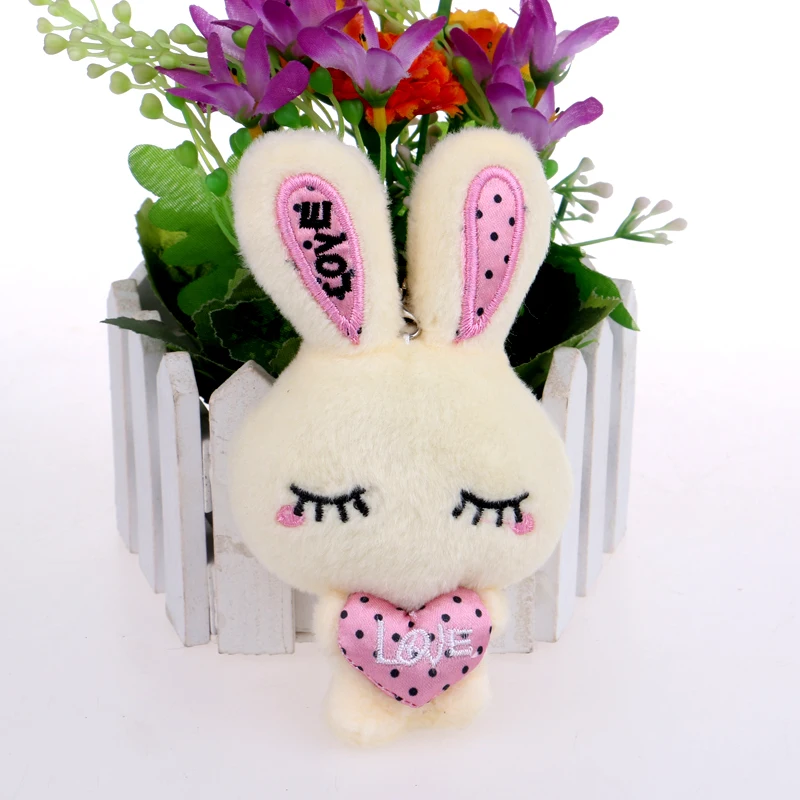 Милые девочки-малышки Мини кролик плюшевые игрушки Ручной работы смешанных цветов ключевая цепочка подвеска для дома свадебного украшения сердце на.