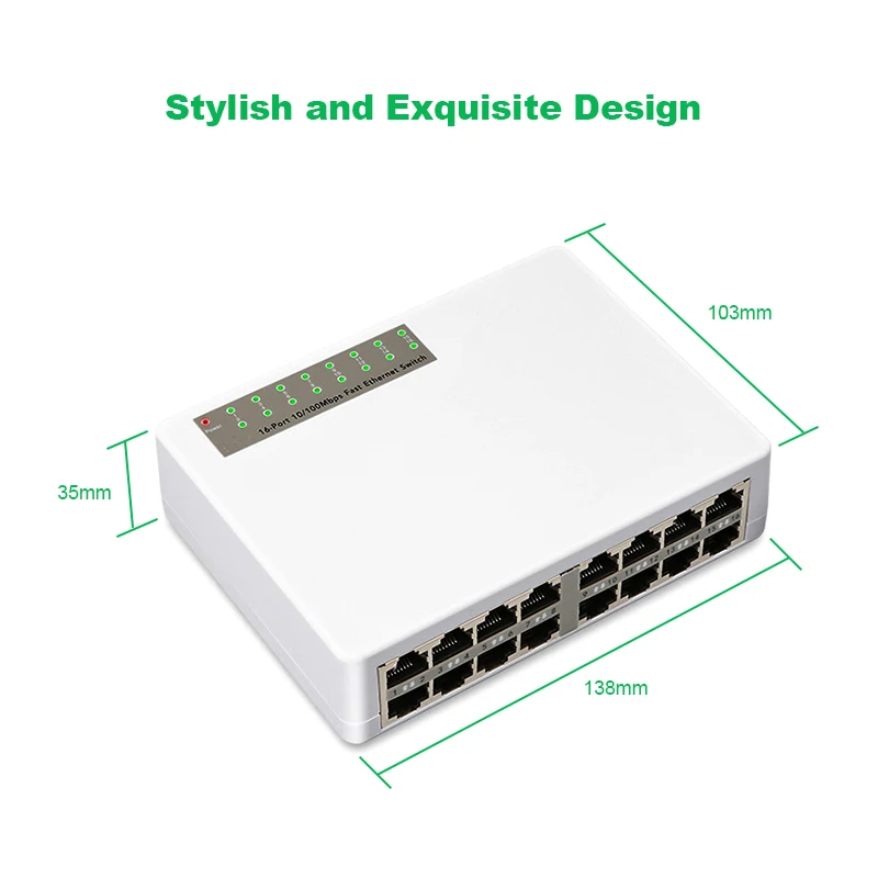 Terow 16 Порты сетевой коммутатор Fast Ethernet LAN RJ45 Vlan 10/100 Мбит/с концентратора для