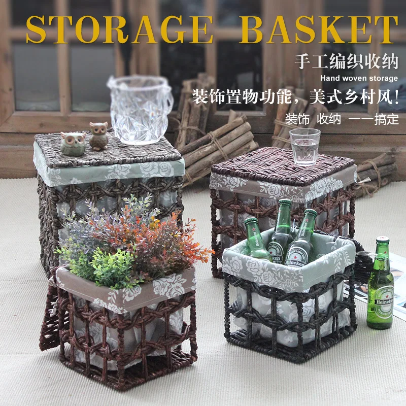 Американский кантри ретро винограда соломы хранения корзин разное коробка для