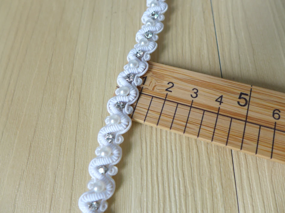 3 Yards White Beaded Trim With Rhinestone Crystal Pearl Lace For Wedding Cake Home Decor Bridal Belt Sewing Patchwork | Дом и сад