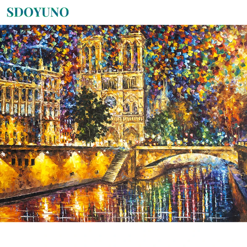 Рамка DIY Краска по номерам Нотр-Дам де Пари цветная акриловая краска ручная для