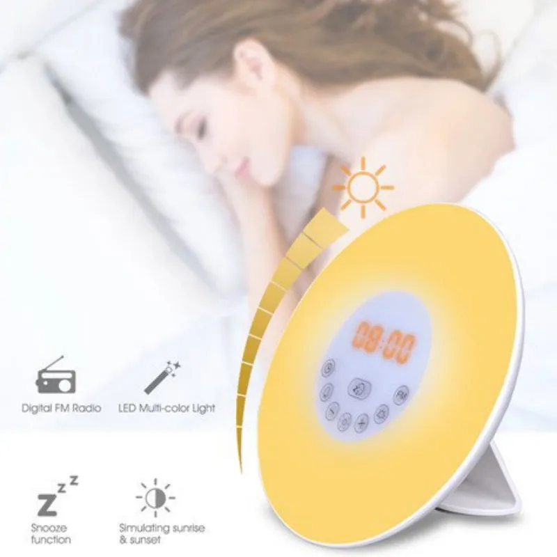 Простая креативная жизнь Сенсорное освещение восхода и захода солнца LED Wake up с FM