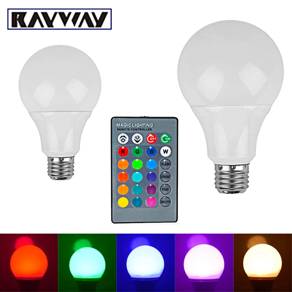 Rayway E27 RGB светодиодный светильник с дистанционным управлением, шариковый светильник, 16 цветов, декоративный светильник для помещений, для праздников, вечеринок, сменный глобус, светодиодный светильник