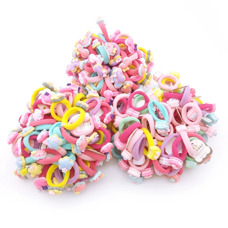 

5pcs/lot Child Baby Rubber Bands Cartoon Cat Flower Bow Elastic Ponytail Holders Hair Ring Accessories Girl Tie Gum
