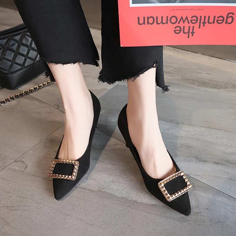 Офисная Женская обувь из органической кожи туфли лодочки с острым носком на