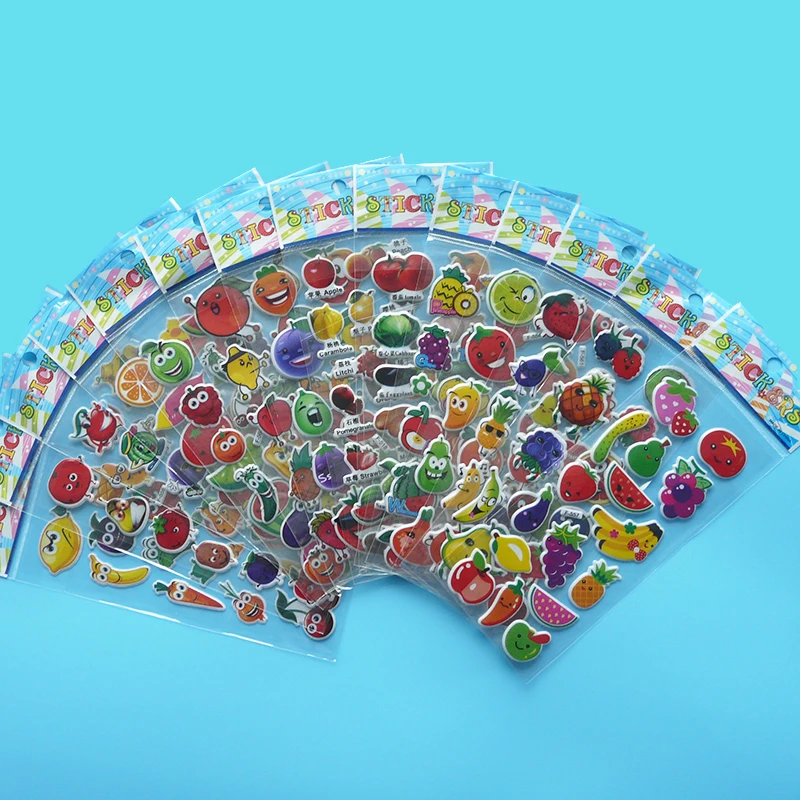 14 листов/партия фрукты пузырьки пышные наклейки Мультяшные детские игрушки для