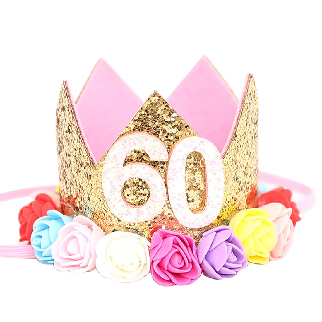 flower 60 1 шт счастливые шляпы для вечеринки по случаю Дня рождения декоративная крышка один день рождения шляпа Принцесса Корона 1-й 2-й 3-й год номер детские аксессуары для волос - Цвет: flower 60