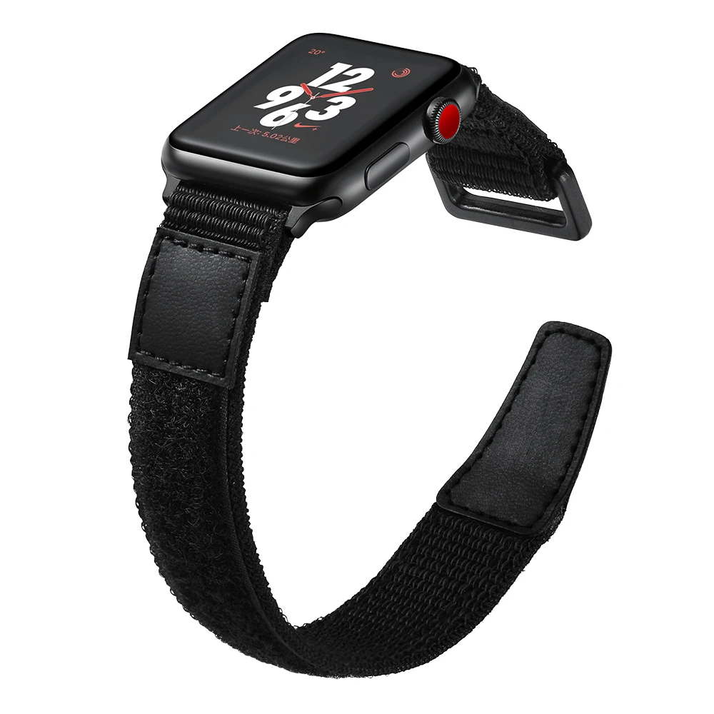 Черный спортивный нейлоновый ремешок для наручных часов Apple Watch версии 4/3/2/1 42 мм 38