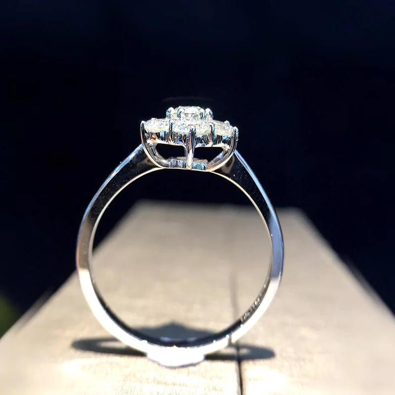 Кольцо с натуральным бриллиантом 18K золото чистое красивое кольцо драгоценными