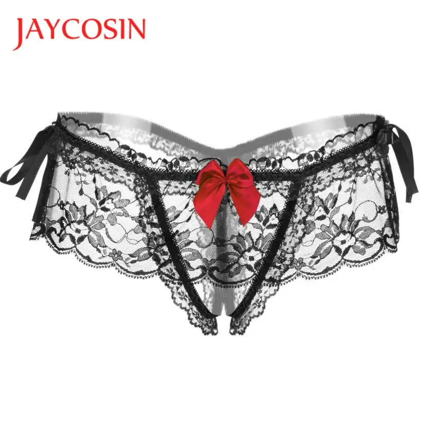Женские прозрачные кружевные трусы JAYCOSIN Экзотические стринги с бантом и лентой