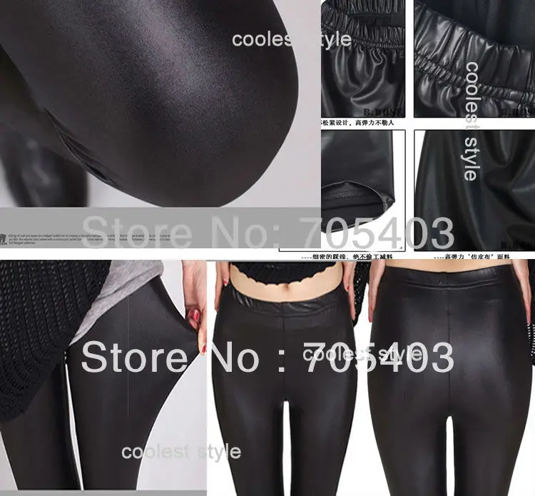 Fashion SLIM Shiny BLACK PU LEATHER Women Rock LEGGINgS | Женская одежда