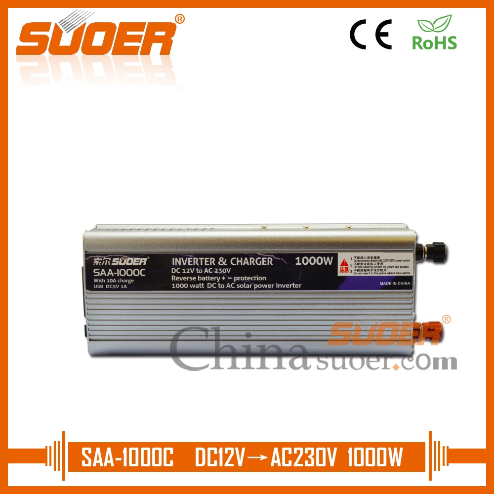 

Suoer 12V 220V inverter 1000W power inverter with 10A battery charger(SAA-1000C)