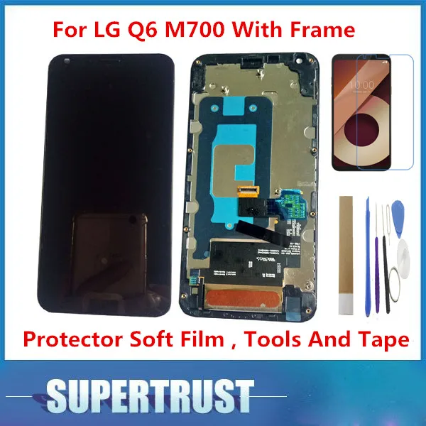 Высокое качество для LG Q6 Prime ЖК дисплей с сенсорным экраном рамкой в сборе лентой