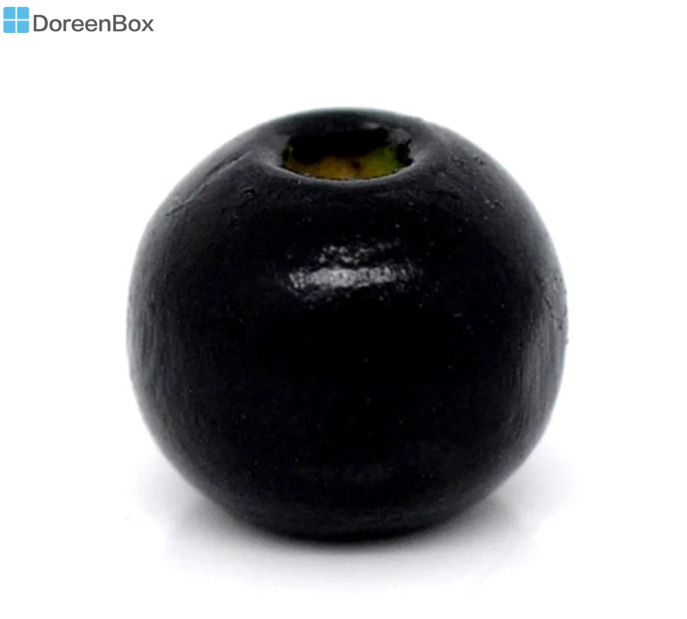 Doreen Box hot-  500 Painted Black Wood Spacer Beads 8mm(Small Hole) (B08248)