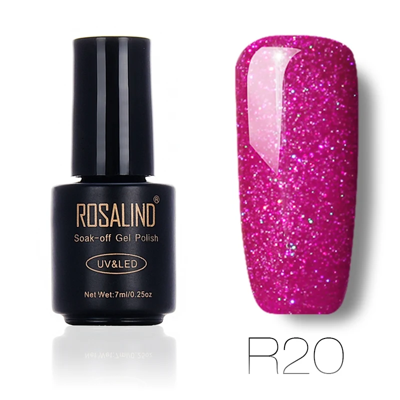R20 ROSALIND лак для ногтей Радужный мерцающий R01-29 гель лак для ногтей отмачиваемый гель лак для ногтей Декоративный Гель-лак - Цвет: R20