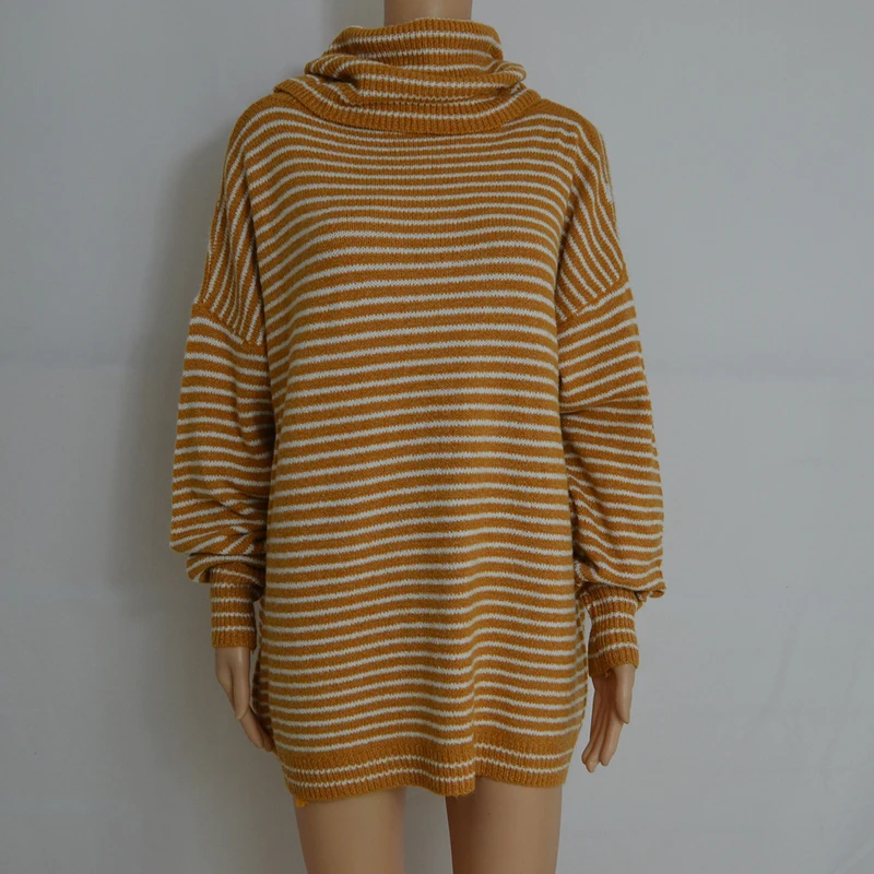 Yellow Striped Oversized Long Sweaters Dress Women 2018 Autumn Winter Knitwear Casual Soft Pullovers Thicken Warm Jumpers Femme | Женская