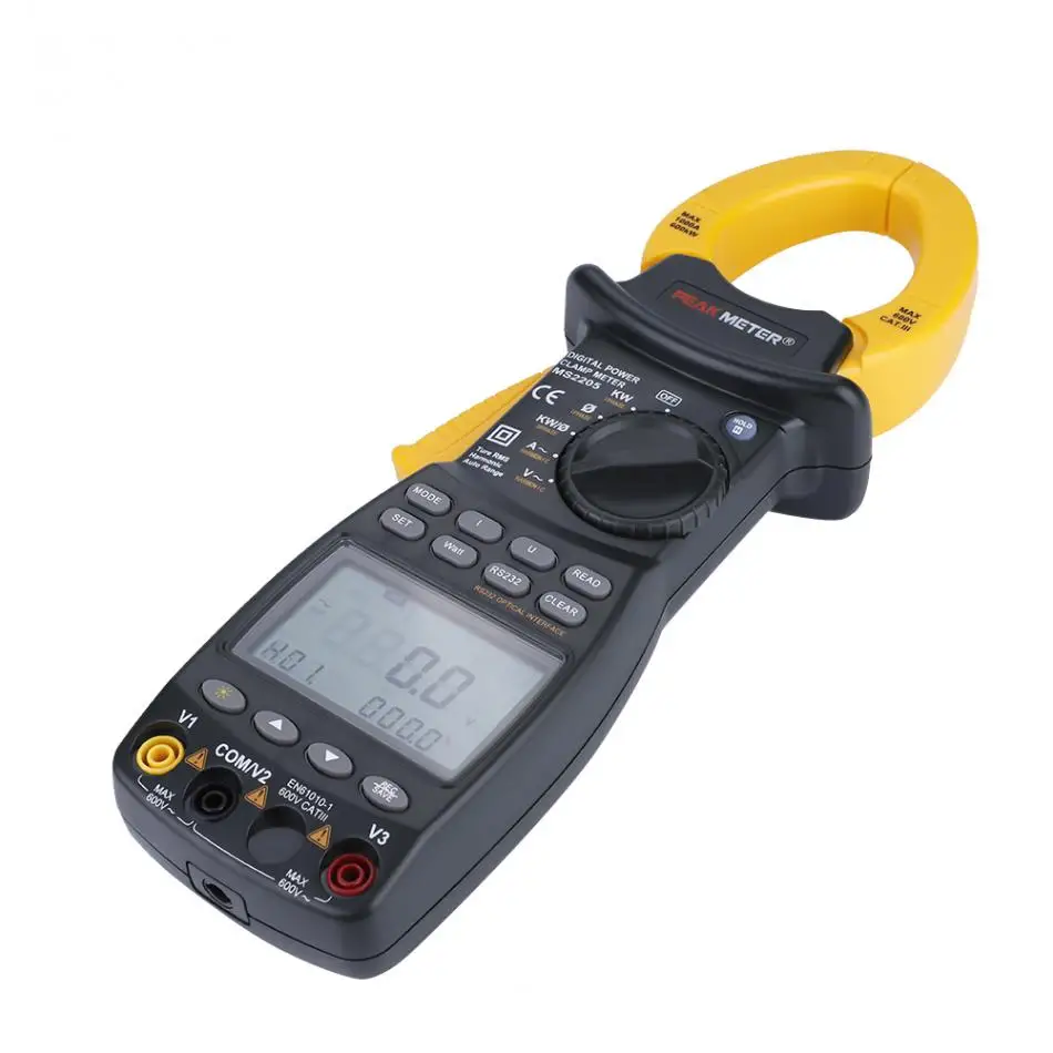 PEAKMETER MS2205 6000 отсчетов истинный RMS зажим измеритель мощности трехфазный