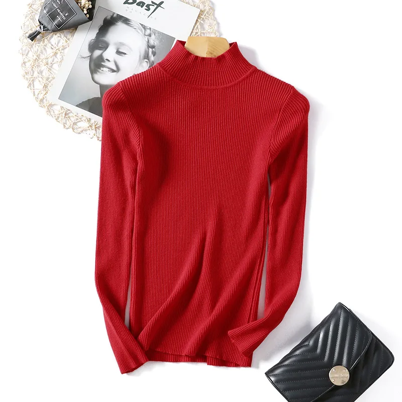 Autumn Winter Women Pullovers Sweater Knitted Elasticity Casual Jumper Fashion Slim Turtleneck Warm Female Sweaters | Женская одежда