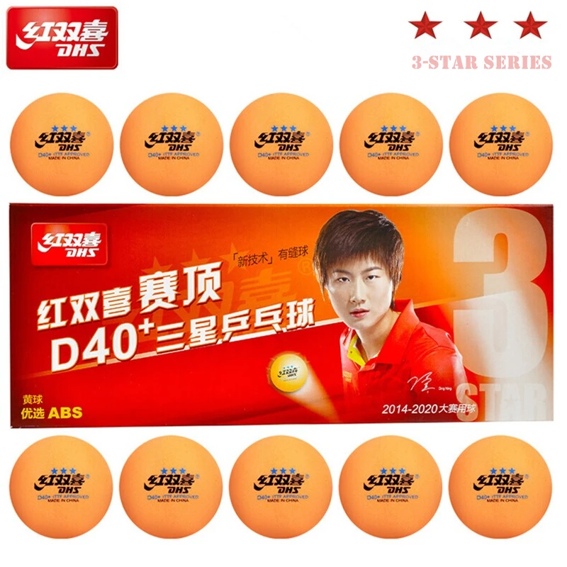 DHS 2018 new 3 star d40 + orange мячи для настольного тенниса звезды швом шары ABS пластик поли
