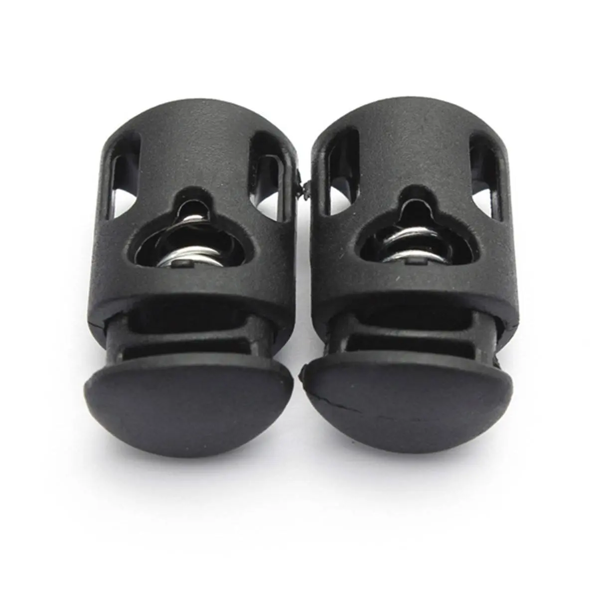 2 PCS Black Spring Shoe Buckle Blocker Cord Lock Buttons Strap Seam Drawstring Stoppers Double Holes | Украшения и аксессуары