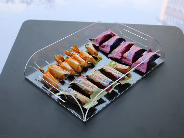 Современный прозрачный поднос для подачи еды с ручкой Lucite домашняя кухонная