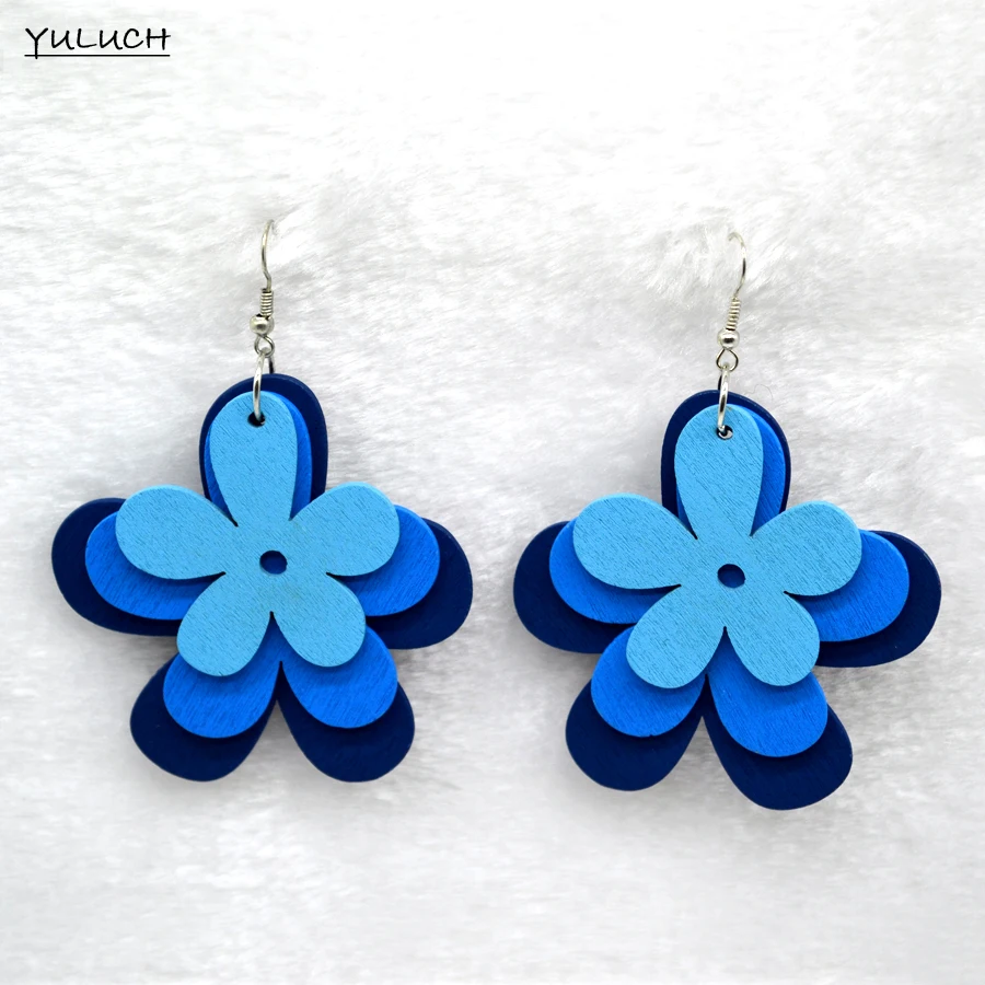 Женские длинные серьги в виде цветка и дерева 3 цвета эффектные украшения для