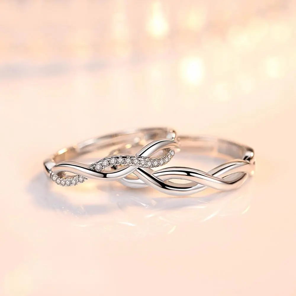 

ZRHUA 925 Sterling Silver Ring Romantic Couple Ring Set With Crystal For Women Wedding Party Gift Fine Europe Jewelry Anillos