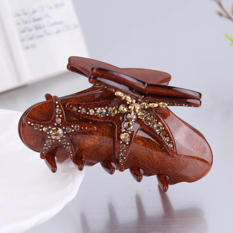 Простой дизайн акриловые заколки для волос женщин блестящие звезды с украшением