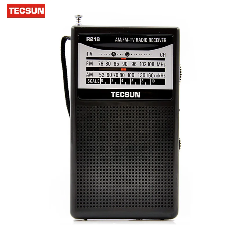TECSUN R-218 R218 AM FM TV Radio Sound Pocket Receiver 76-108 MHz Mini Portable Sound Pocket Receiver Radio Built-In Speaker