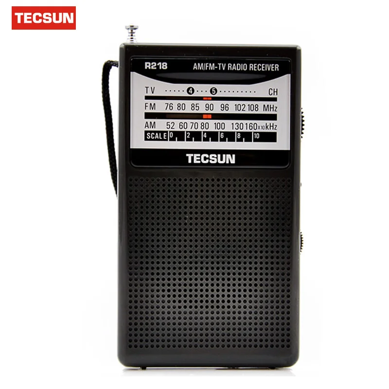 TECSUN R-218 R218 AM/FM/TV радио звуковой Карманный приемник 76-108 МГц мини портативный