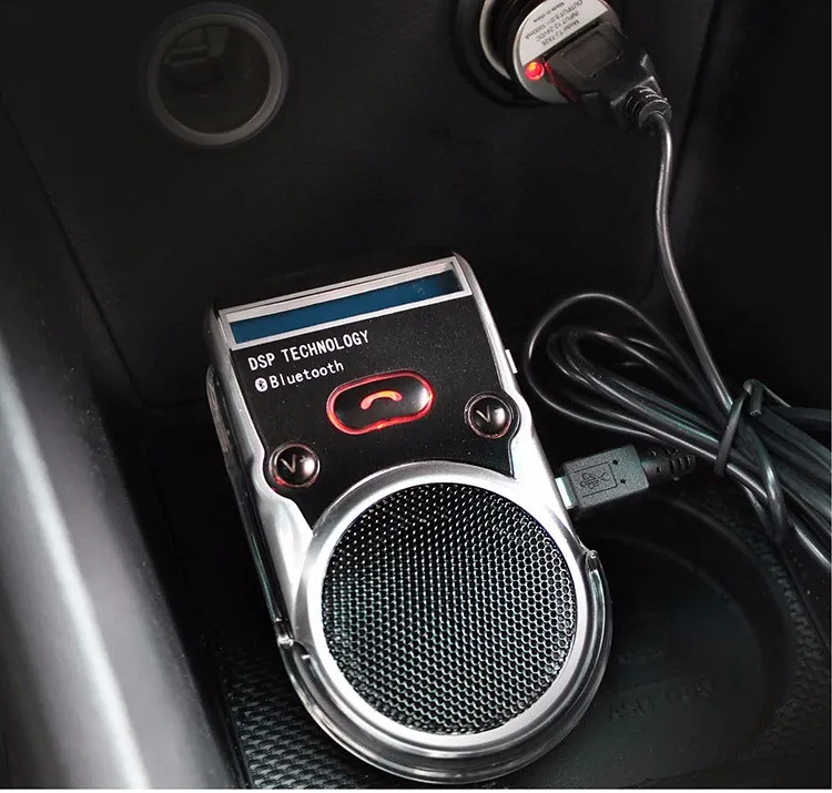 Беспроводной Bluetooth громкая связь на солнечных батареях, автомобильный комплект для мобильного телефона с двумя телефонами