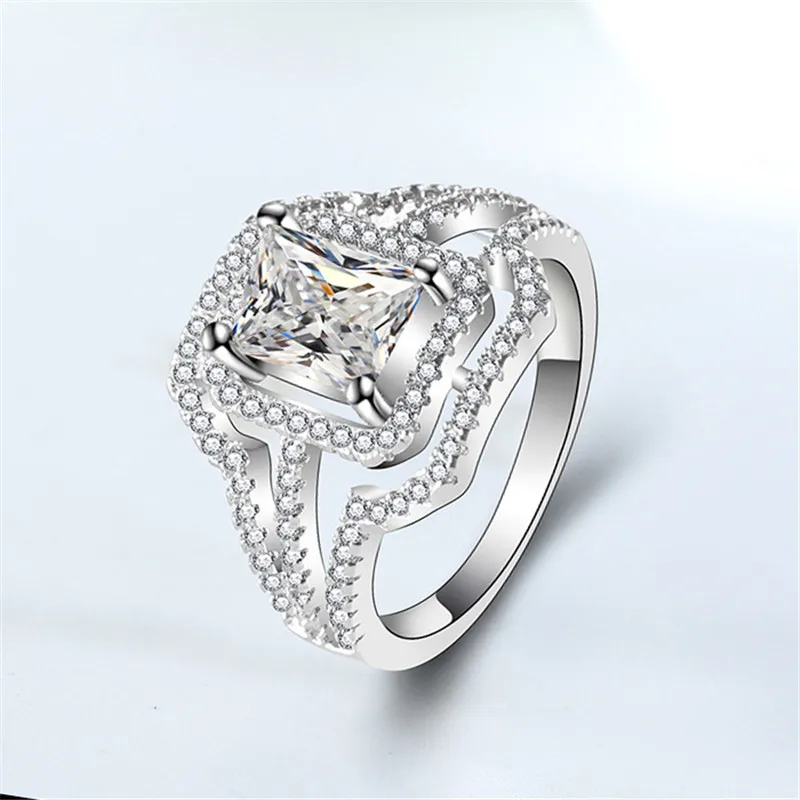 DODO Luxurious Big Three Layers AAA Zircon Rings 8X6 Mm Square Main Stone Wedding Jewelry For Women Exaggerated Fashion Dm079 | Украшения и
