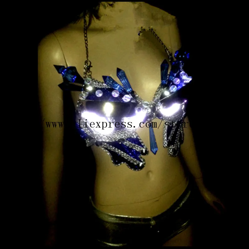 Модный светодиодный светящийся сексуальный Дамский бюстгальтер со Стразами