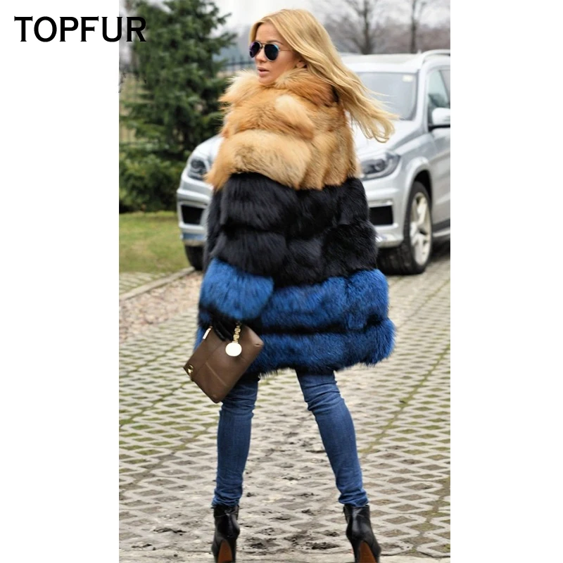 TOPFUR New Arrival Genuine Red Fox Fur Coats For Women High Quality Real Red Fox Fur Outwear Hot Sale Thick Warm Long Parka