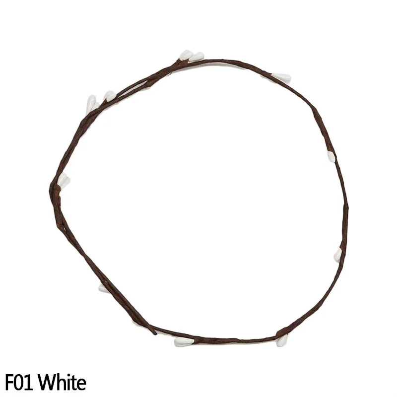 F01 White 5/10 шт Искусственный стебель с ягодами филиал Платья с цветочным принтом для свадьбы, венок Свадебный веночек украшения DIY с бесплатной доставкой ДВЕРИ ПОДВЕСНАЯ гирлянда для маленьких девочек повязка на голову - Цвет: F01 White