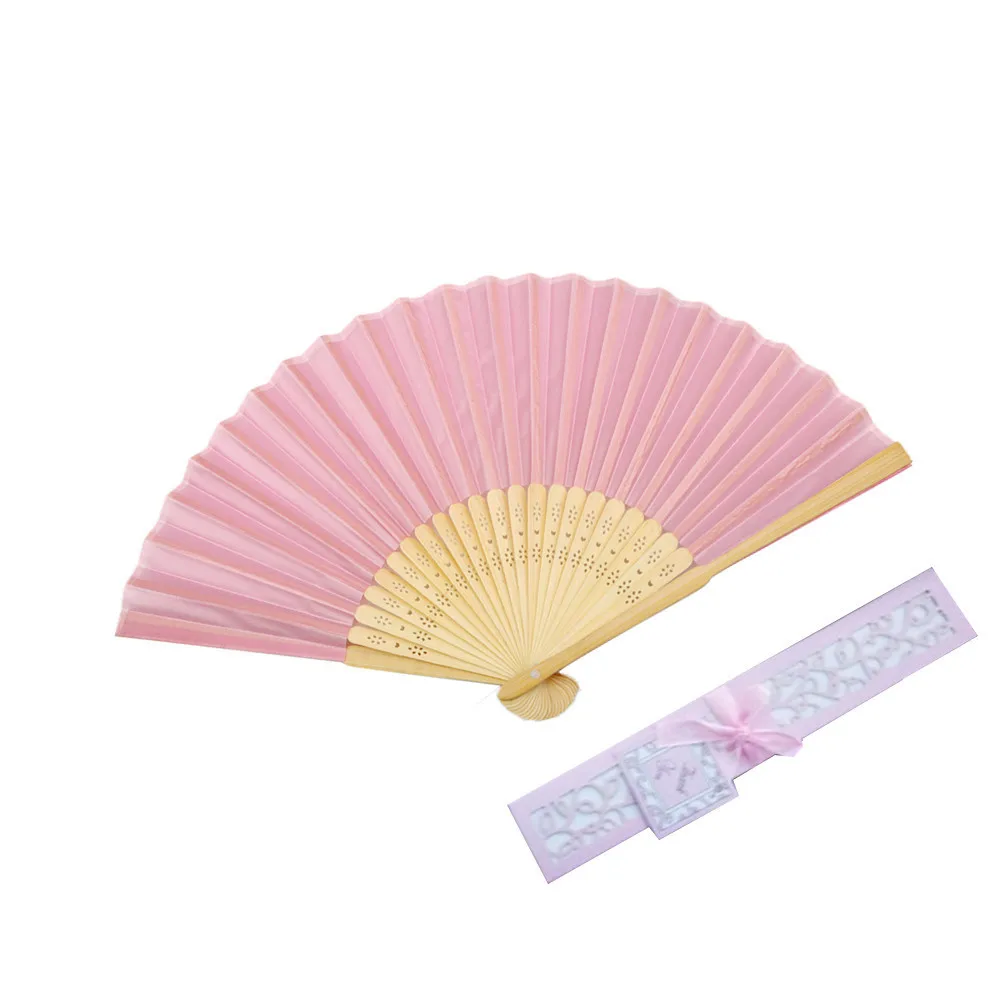

Chinese Style Folding Dance Wedding Party Decoration Lace Silk Folding Hand Held Solid Color Fans