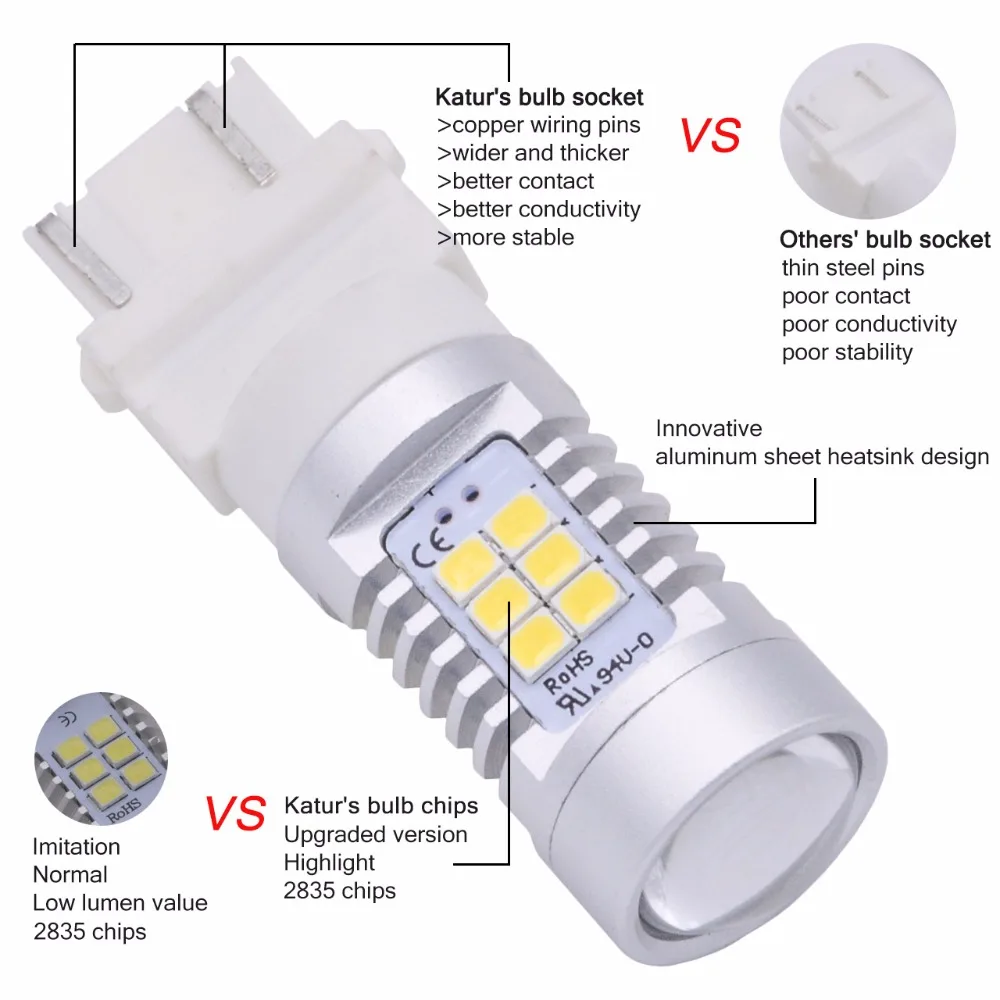 2 шт. 100 Вт 3155 3157 3157a 3457a белый светодиодные лампы 2835 42smd 12 В объектив LED указатель
