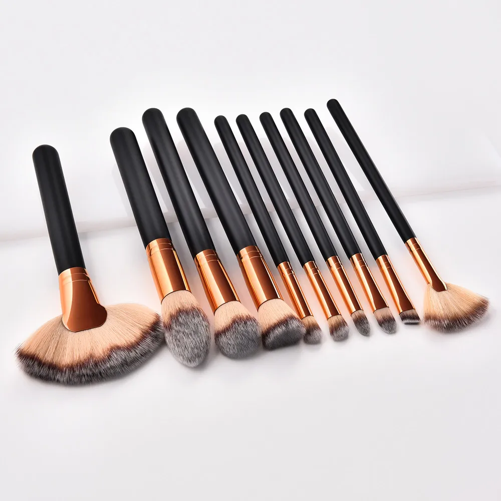 Gujhui Профессиональный Pincel de maquillaje 10 шт. модные деревянные Косметические кисти для
