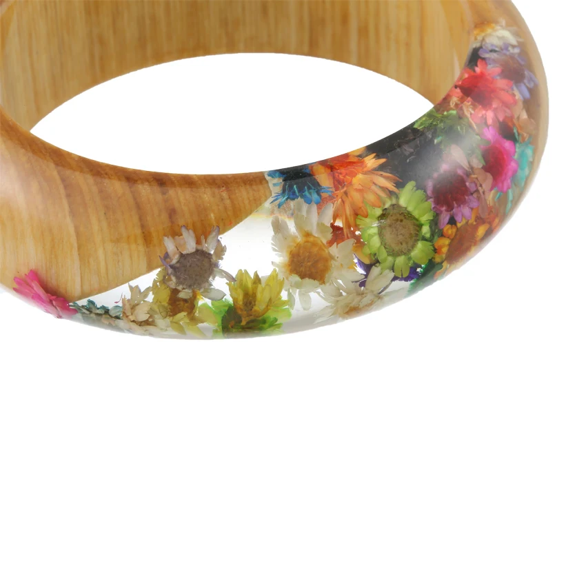 Красочная смола браслеты и деревянные радужные маргаритки ручной работы женские