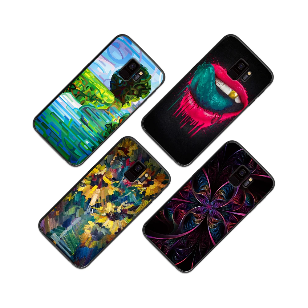 Подсолнечное масло живопись psychedelic губы для Samsung Galaxy A5 A6 A7 A8 A9 2017 2018 2019 Plus M10 M20 M30