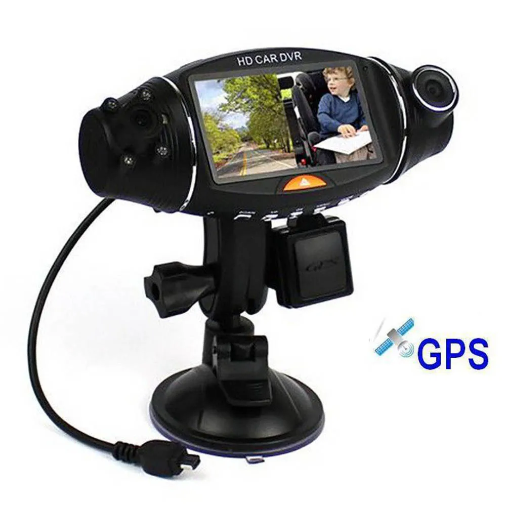 Новая Автомобильная dvr камера, Автомобильный видеорегистратор, gps, двойная камера HD 720 P, ночное видение, двойной объектив, dvr рекордер, видеорегистратор, 2,7 дюймов, видео рекордер, ИК